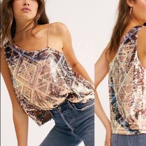 Free People Disco Fever sequin top M